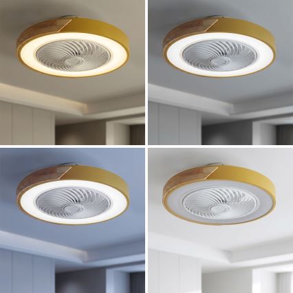 Brilagi - reguliuojamas LED lubinis šviestuvas su ventiliatoriumi LED/38W/230V 3000-6500K 3000-6500K Ø 50 cm auksinė/ąžuolas + nuotolinio valdymo pultas