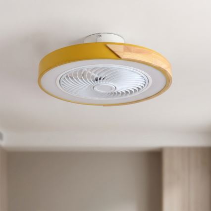 Brilagi - reguliuojamas LED lubinis šviestuvas su ventiliatoriumi LED/38W/230V 3000-6500K 3000-6500K Ø 50 cm auksinė/ąžuolas + nuotolinio valdymo pultas