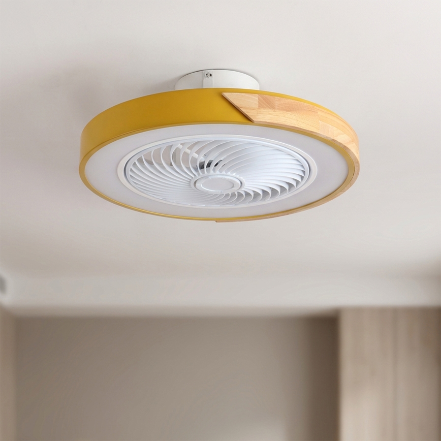 Brilagi - reguliuojamas LED lubinis šviestuvas su ventiliatoriumi LED/38W/230V 3000-6500K 3000-6500K Ø 50 cm auksinė/ąžuolas + nuotolinio valdymo pultas