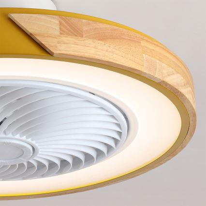 Brilagi - reguliuojamas LED lubinis šviestuvas su ventiliatoriumi LED/38W/230V 3000-6500K 3000-6500K Ø 50 cm auksinė/ąžuolas + nuotolinio valdymo pultas