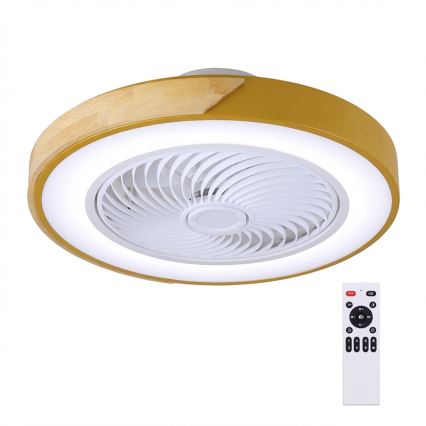 Brilagi - reguliuojamas LED lubinis šviestuvas su ventiliatoriumi LED/38W/230V 3000-6500K 3000-6500K Ø 50 cm auksinė/ąžuolas + nuotolinio valdymo pultas