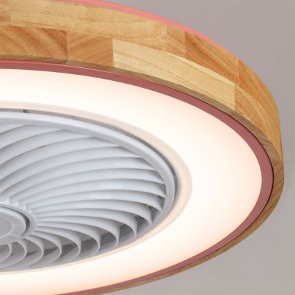 Brilagi - reguliuojamas LED lubų šviestuvas su ventiliatoriumi LED/38W/230V 3000-6500K 3000-6500K skers. 50 cm rožinė/ąžuolas + su nuotolinio valdymo pulteliu
