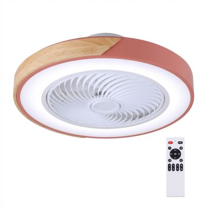 Brilagi - reguliuojamas LED lubų šviestuvas su ventiliatoriumi LED/38W/230V 3000-6500K 3000-6500K skers. 50 cm rožinė/ąžuolas + su nuotolinio valdymo pulteliu