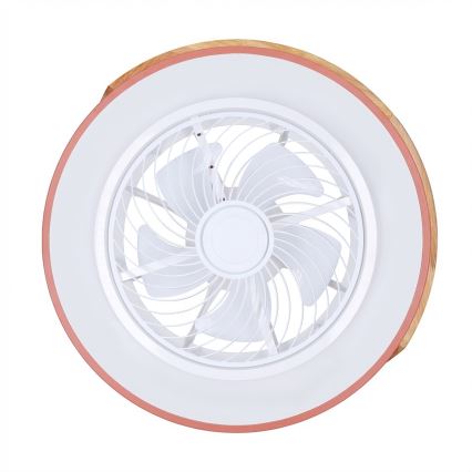 Brilagi - reguliuojamas LED lubų šviestuvas su ventiliatoriumi LED/38W/230V 3000-6500K 3000-6500K skers. 50 cm rožinė/ąžuolas + su nuotolinio valdymo pulteliu