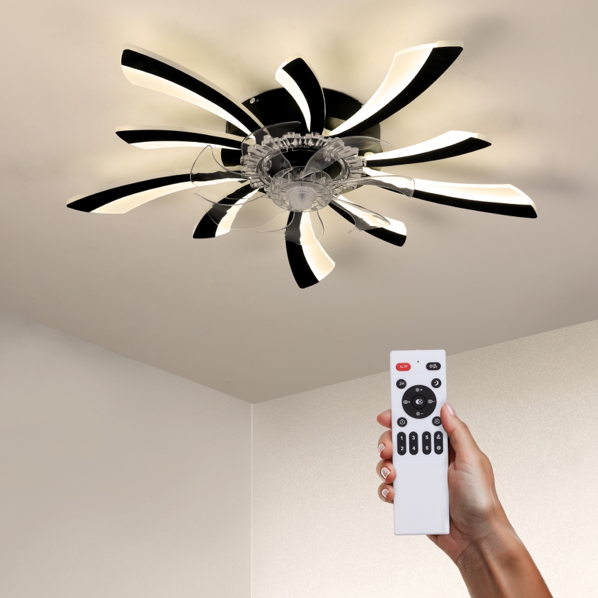 Brilagi - LED Pritemdomas lubinis šviestuvas su ventiliatoriumi LED/50W/230V 3000-6500K juoda + nuotolinio valdymo pultas