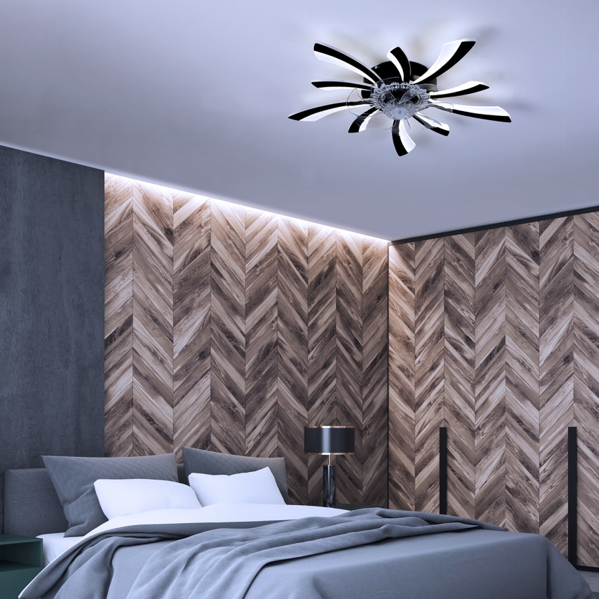 Brilagi - LED Pritemdomas lubinis šviestuvas su ventiliatoriumi LED/50W/230V 3000-6500K juoda + nuotolinio valdymo pultas