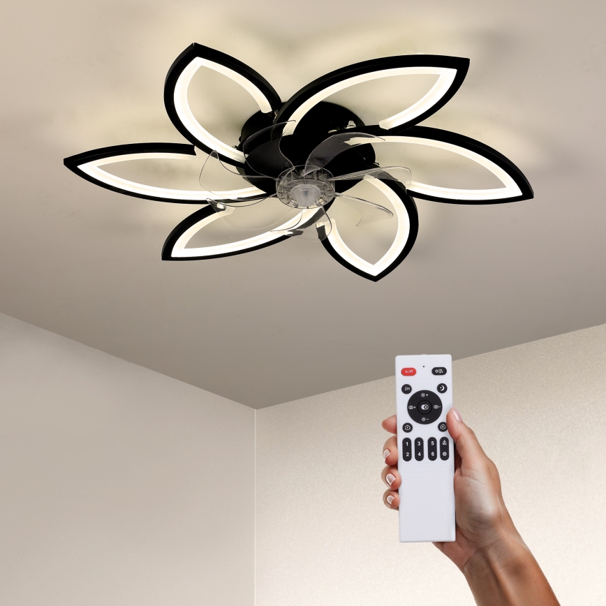 Brilagi - LED Pritemdomas lubinis šviestuvas su ventiliatoriumi LED/50W/230V 3000-6500K juoda + nuotolinio valdymo pultas