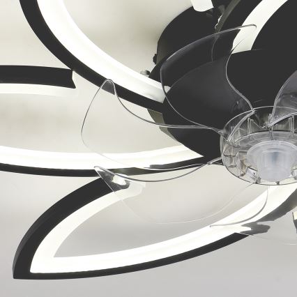 Brilagi - LED Pritemdomas lubinis šviestuvas su ventiliatoriumi LED/50W/230V 3000-6500K juoda + nuotolinio valdymo pultas