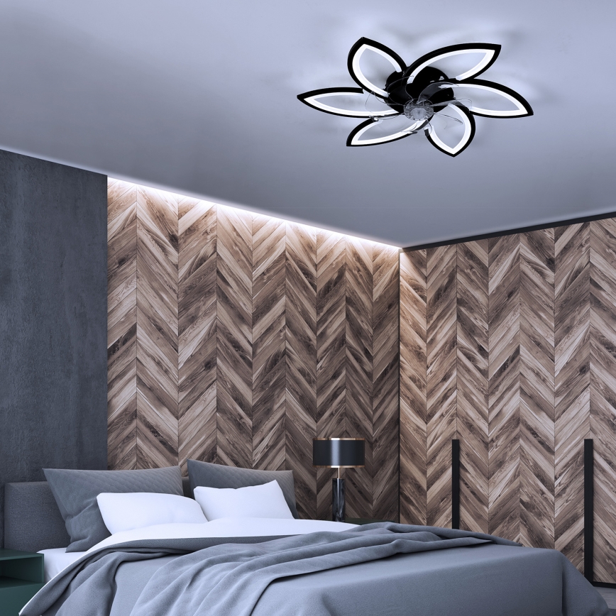 Brilagi - LED reguliuojamas lubų šviestuvas su ventiliatoriumi LED/50W/230V 3000-6500K juodas + nuotolinio valdymo pultas