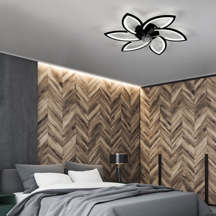 Brilagi - LED reguliuojamas lubų šviestuvas su ventiliatoriumi LED/50W/230V 3000-6500K juodas + nuotolinio valdymo pultas