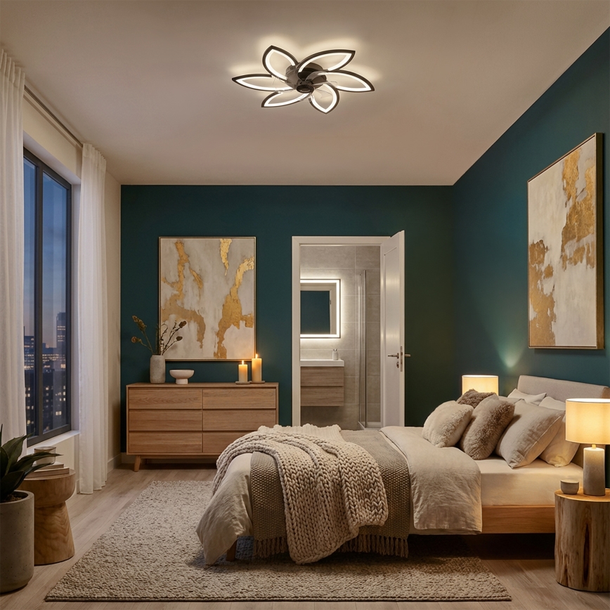 Brilagi - LED reguliuojamas lubų šviestuvas su ventiliatoriumi LED/50W/230V 3000-6500K juodas + nuotolinio valdymo pultas