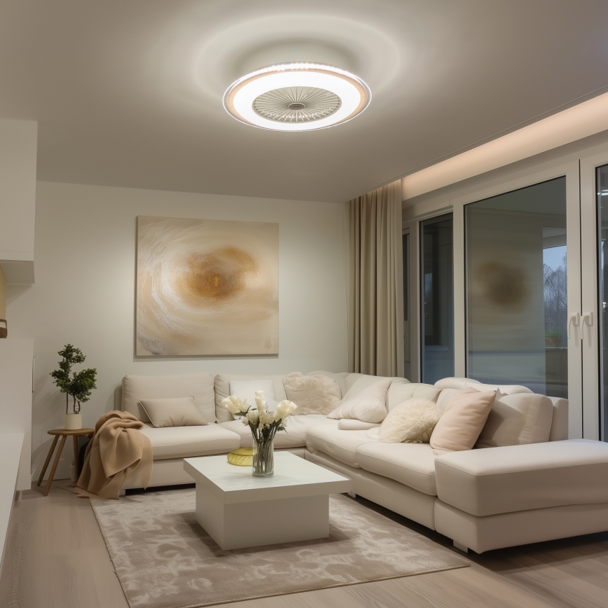 Brilagi - LED reguliuojamas šviestuvas su ventiliatoriumi RONDA LED/48W/230V 3000-6000K baltas + nuotolinis valdymas