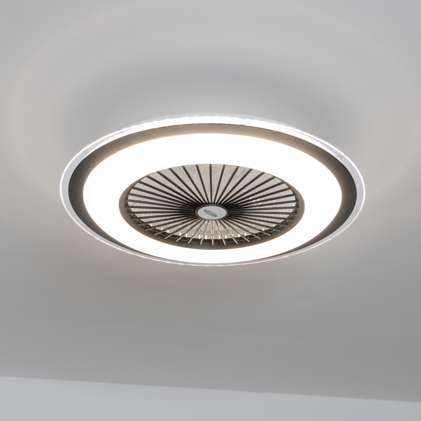 Brilagi - LED reguliuojamas šviestuvas su ventiliatoriumi RONDA LED/48W/230V 3000-6000K juodas + nuotolinis valdymas