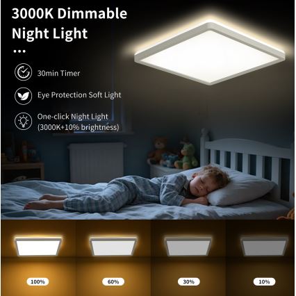 Brilagi - LED reguliuojamas lubų šviestuvas ULTRA SLIM LED/18W/230V 2700-6500K 30x30 cm baltas + nuotolinio valdymo pultas