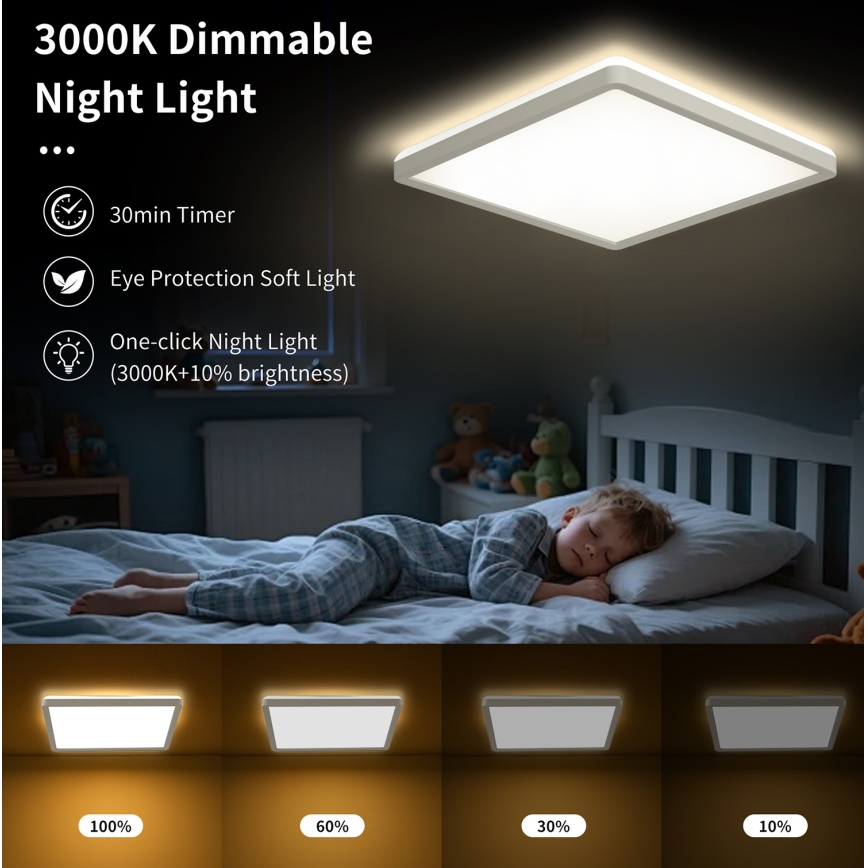 Brilagi - LED reguliuojamas lubų šviestuvas ULTRA SLIM LED/18W/230V 2700-6500K 30x30 cm baltas + nuotolinio valdymo pultas