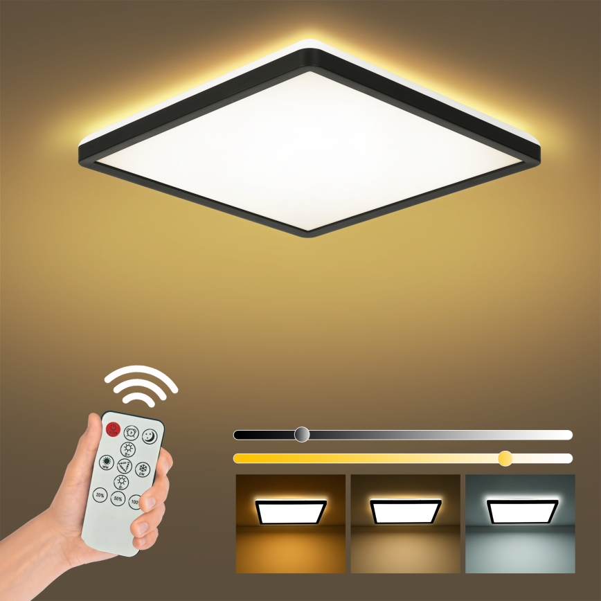Brilagi - LED Pritemdomas lubinis šviestuvas ULTRA SLIM LED/18W/230V 2700-6500K 30x30 cm juoda + nuotolinio valdymo pultas