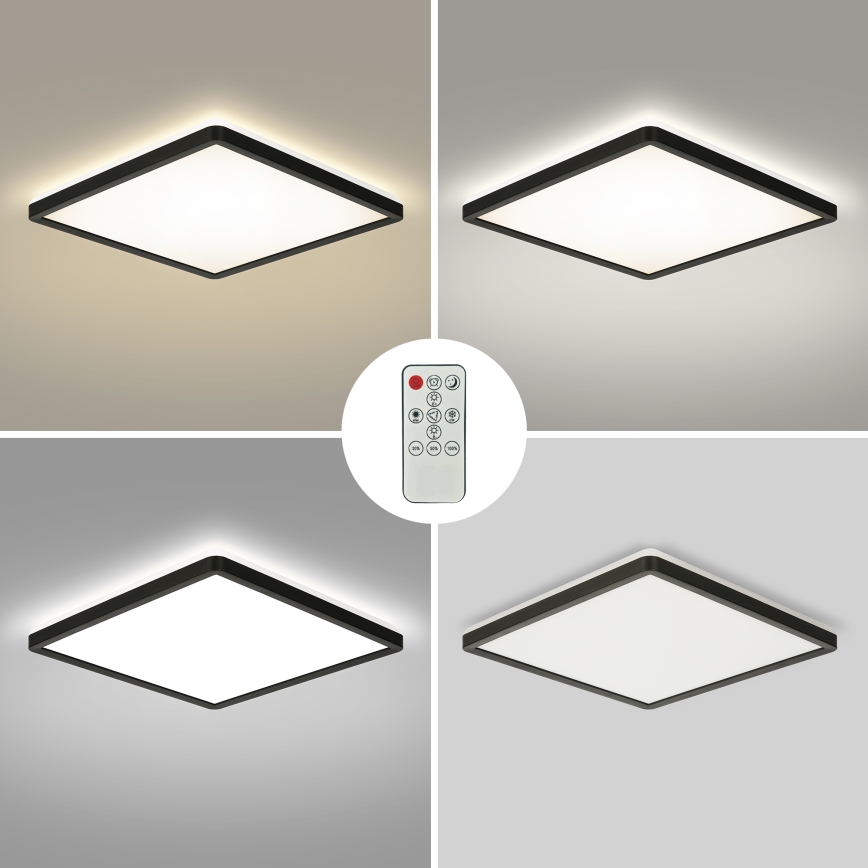 Brilagi - LED Pritemdomas lubinis šviestuvas ULTRA SLIM LED/18W/230V 2700-6500K 30x30 cm juoda + nuotolinio valdymo pultas