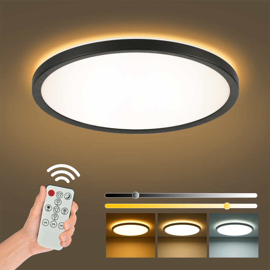 Brilagi - LED Pritemdomas lubinis šviestuvas ULTRA SLIM LED/18W/230V 2700-6500K diametras 30 cm juoda + nuotolinio valdymo pultas