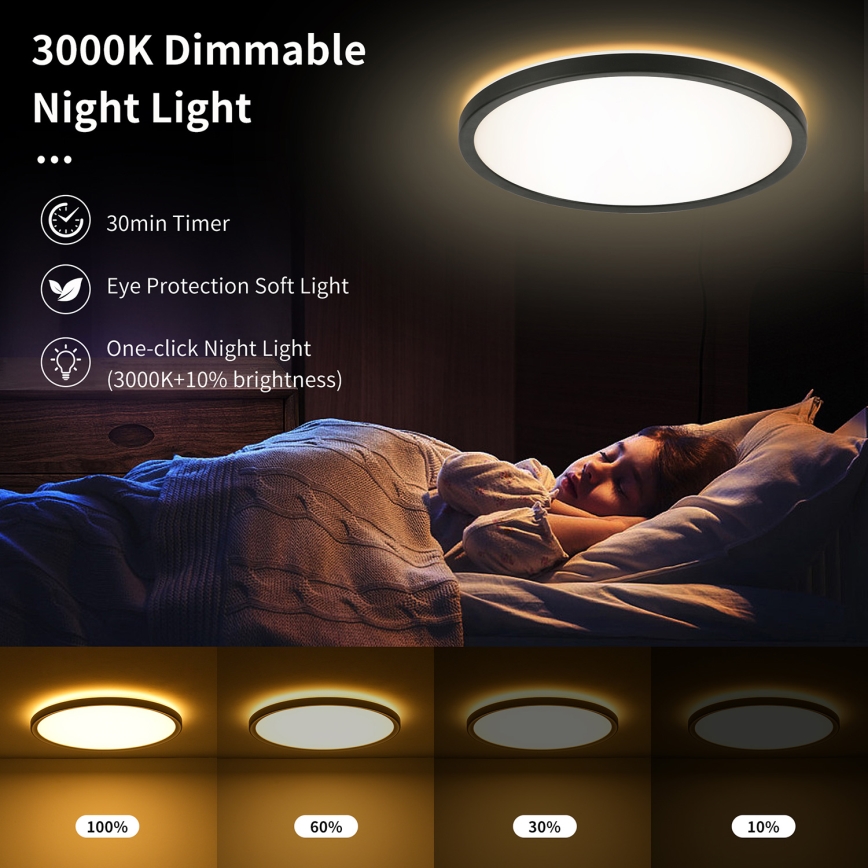 Brilagi - LED reguliuojamas lubų šviestuvas ULTRA SLIM LED/18W/230V 2700-6500K skersmuo 30 cm juodas + nuotolinio valdymo pultas