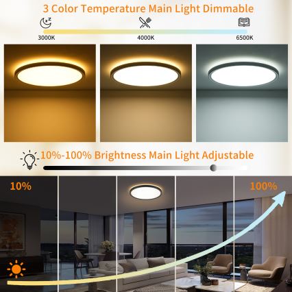 Brilagi - LED reguliuojamas lubų šviestuvas ULTRA SLIM LED/24W/230V 2700-6500K skersmuo 42 cm juodas + nuotolinio valdymo pultas
