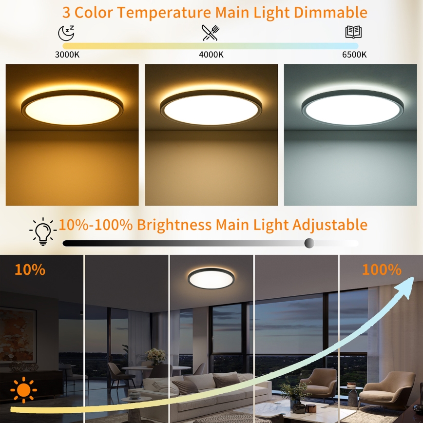 Brilagi - LED reguliuojamas lubų šviestuvas ULTRA SLIM LED/24W/230V 2700-6500K skersmuo 42 cm juodas + nuotolinio valdymo pultas