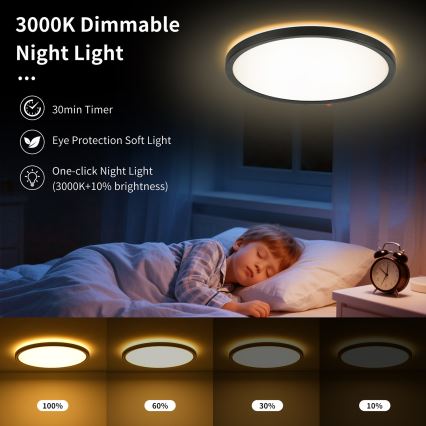 Brilagi - LED reguliuojamas lubų šviestuvas ULTRA SLIM LED/24W/230V 2700-6500K skersmuo 42 cm juodas + nuotolinio valdymo pultas