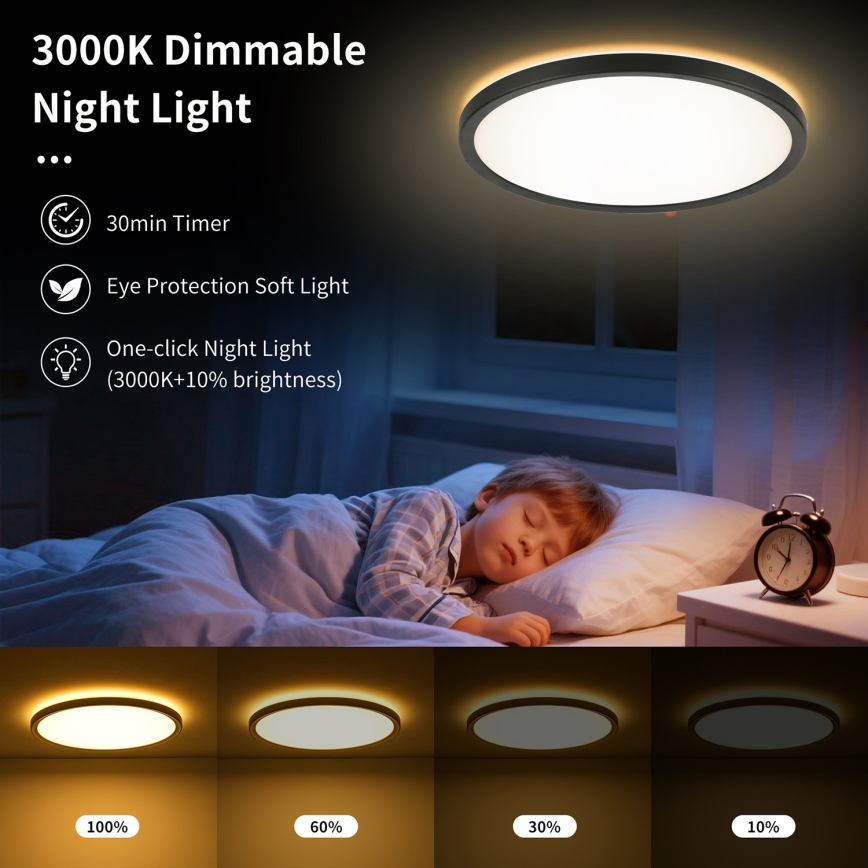 Brilagi - LED reguliuojamas lubų šviestuvas ULTRA SLIM LED/24W/230V 2700-6500K skersmuo 42 cm juodas + nuotolinio valdymo pultas