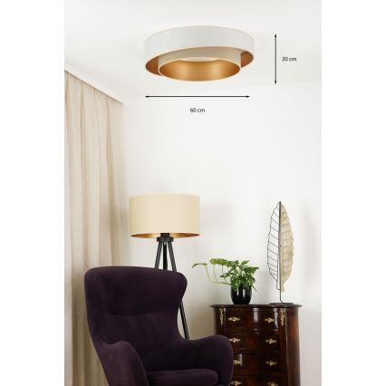 Brilagi - LED Pritemdomas lubinis šviestuvas VEGAS SHINE LED/24W/230V diametras 60 cm 3000/4000/6500K kreminė/smėlio spalva + nuotolinio valdymo pultas