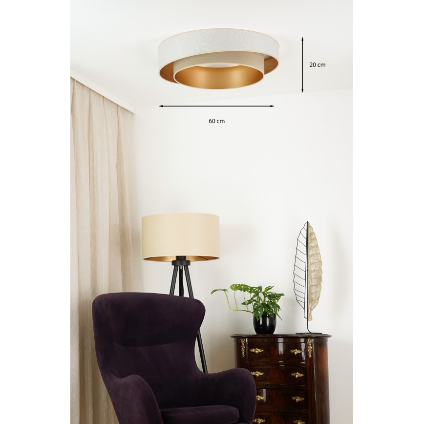 Brilagi - LED Pritemdomas lubinis šviestuvas VEGAS SHINE LED/24W/230V diametras 60 cm 3000/4000/6500K kreminė/smėlio spalva + nuotolinio valdymo pultas