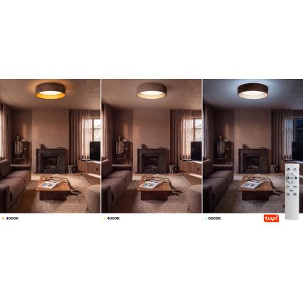 BRILAGI - Dimeriuojamas LED lubų šviestuvas VELVET SMARTIX LED/24W/230V 3000-6000K skersmuo 45 cm ruda/auksinė Wi-Fi Tuya Beacon + nuotolinio valdymo pultas