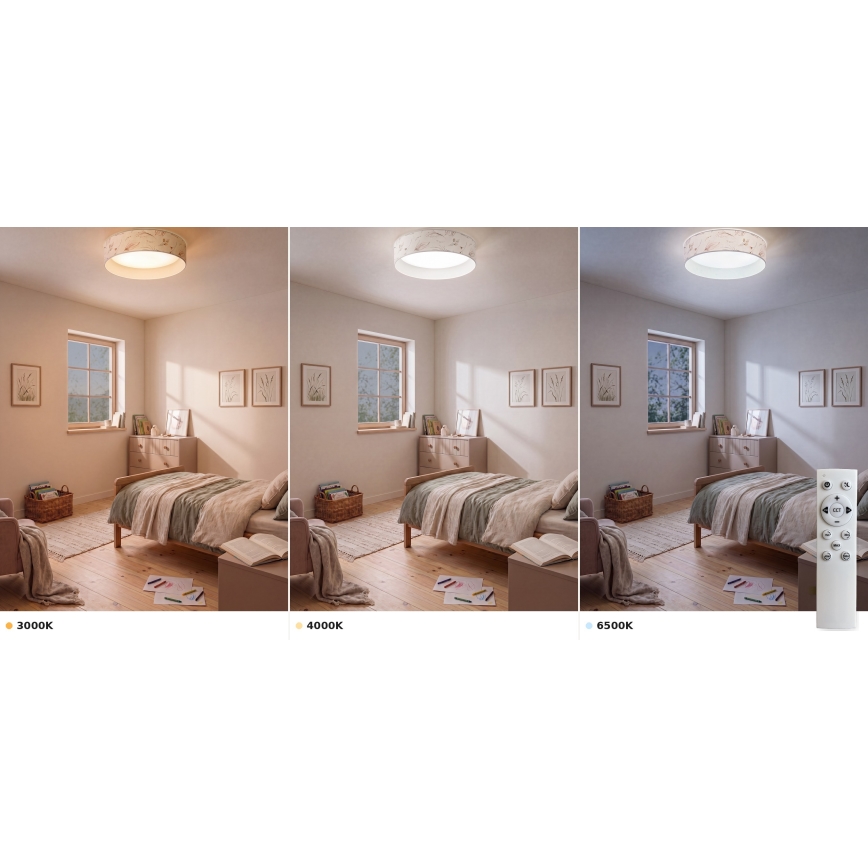 BRILAGI - LED reguliuojamas lubinis šviestuvas VELVET SMART VARI LED/24W/230V 3000-6500K skersmuo 45 cm balta/gėlės + nuotolinis pultelis