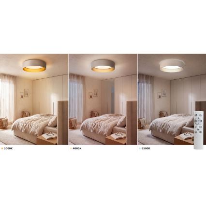 BRILAGI - LED reguliuojamo ryškumo lubų šviestuvas VELVET SMART VARI LED/24W/230V 3000-6500K skersmuo 45 cm kreminė/auksinė + nuotolinis pultas
