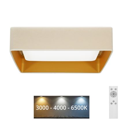 Brilagi - LED Pritemdomas lubinis šviestuvas VELVET SQUARE LED/24W/230V 3000/4000/6500K + nuotolinio valdymo pultas kreminė