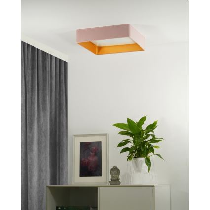 Brilagi - LED Pritemdomas lubinis šviestuvas VELVET SQUARE LED/24W/230V 3000/4000/6500K + nuotolinio valdymo pultas rausva