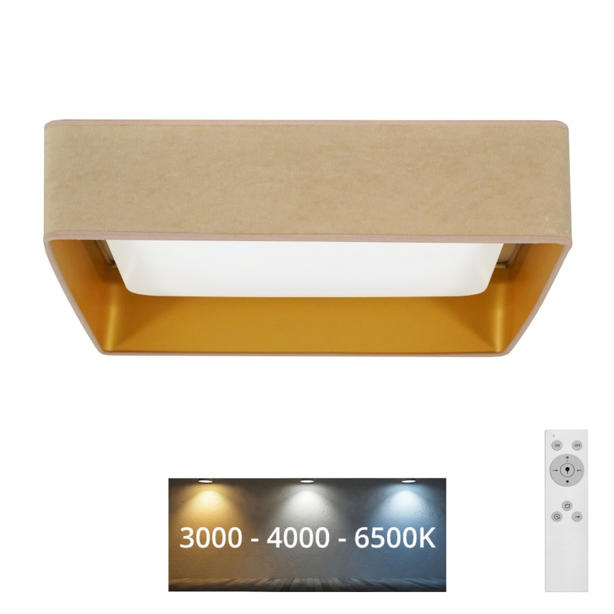 Brilagi - LED Pritemdomas lubinis šviestuvas VELVET SQUARE LED/24W/230V 3000/4000/6500K + nuotolinio valdymo pultas smėlio spalva