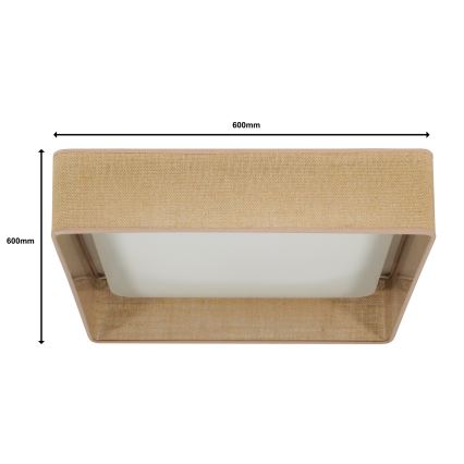 Brilagi - dimeriuojamas LED lubų šviestuvas VELVET SQUARE SMART LED/36W/230V 60x60 cm 2700-6500K Wi-Fi Tuya + nuotolinis valdymas rudas