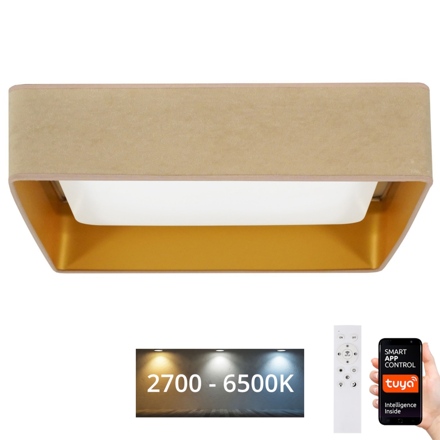 Brilagi - LED Pritemdomas lubinis šviestuvas VELVET SQUARE SMART LED/36W/230V 2700-6500K Wi-Fi Tuya + nuotolinio valdymo pultas smėlio spalva