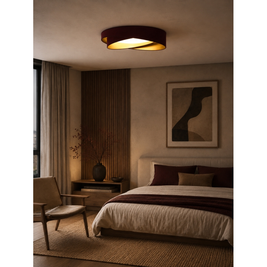 BRILAGI - dimeriuojamas lubinis šviestuvas VELVET TWIST LED/36W/230V 3000-6000K skersmuo 65 cm Wi-Fi Tuya Beacon vyno raudona/auksinė + nuotolinis pultas