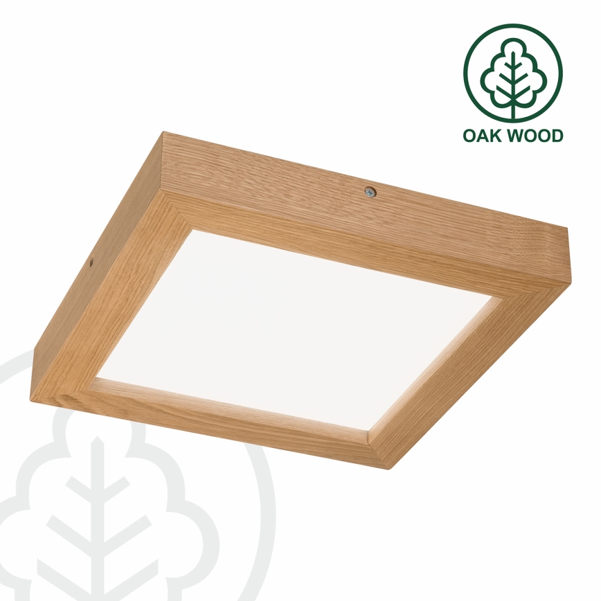 Brilagi - LED pritemdomas lubinis vonios šviestuvas WOODY FRAME LED/24W/230V ąžuolas 30x30 cm 3000-6000K IP44 + nuotolinio valdymo pultas