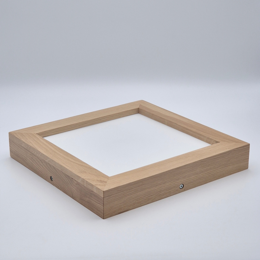 Brilagi - LED pritemdomas lubinis vonios šviestuvas WOODY FRAME LED/24W/230V ąžuolas 30x30 cm 3000-6000K IP44 + nuotolinio valdymo pultas