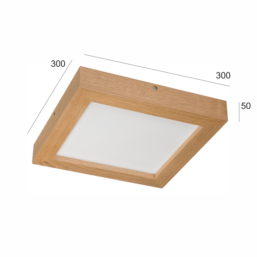 Brilagi - LED pritemdomas lubinis vonios šviestuvas WOODY FRAME LED/24W/230V ąžuolas 30x30 cm 3000-6000K IP44 + nuotolinio valdymo pultas
