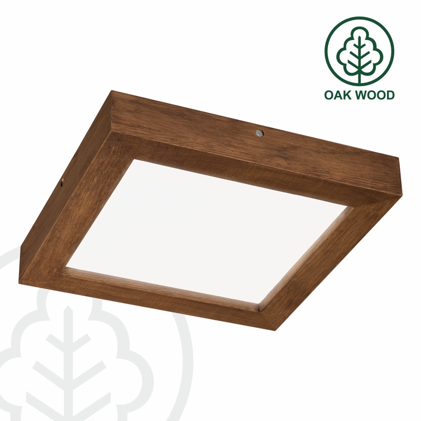 Brilagi - LED pritemdomas lubinis vonios šviestuvas WOODY FRAME LED/24W/230V ąžuolas vyšnia 30x30 cm 3000-6000K IP44 + nuotolinio valdymo pultas