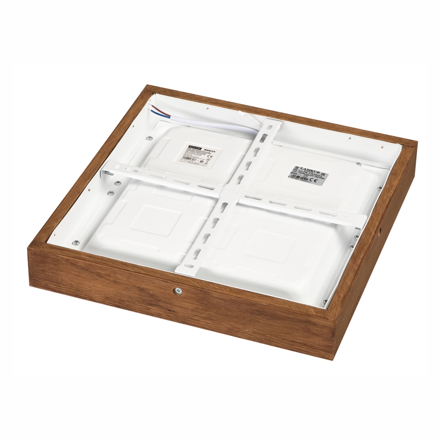 Brilagi - LED pritemdomas lubinis vonios šviestuvas WOODY FRAME LED/24W/230V ąžuolas vyšnia 30x30 cm 3000-6000K IP44 + nuotolinio valdymo pultas
