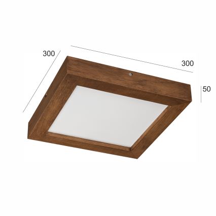 Brilagi - LED pritemdomas lubinis vonios šviestuvas WOODY FRAME LED/24W/230V ąžuolas vyšnia 30x30 cm 3000-6000K IP44 + nuotolinio valdymo pultas