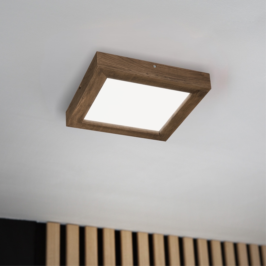 Brilagi - LED pritemdomas lubinis vonios šviestuvas WOODY FRAME LED/24W/230V ąžuolas 30x30 cm 3000-6000K IP44 + nuotolinio valdymo pultas