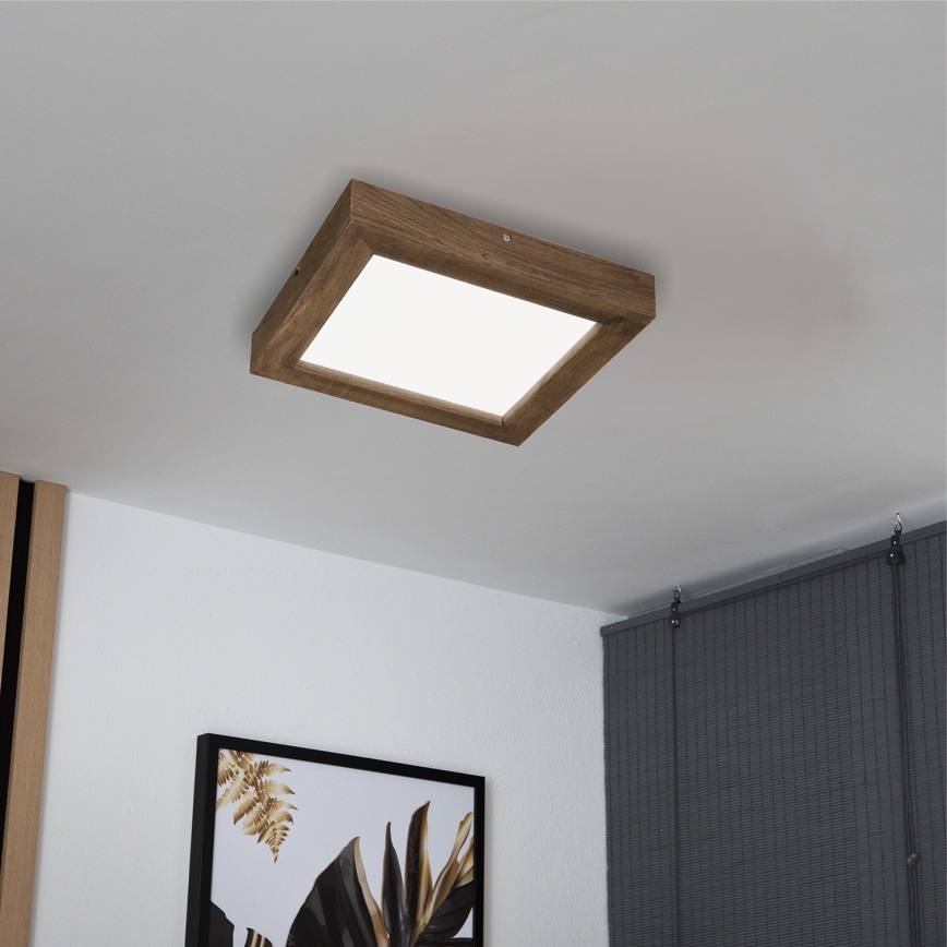 Brilagi - LED pritemdomas lubinis vonios šviestuvas WOODY FRAME LED/24W/230V ąžuolas 30x30 cm 3000-6000K IP44 + nuotolinio valdymo pultas