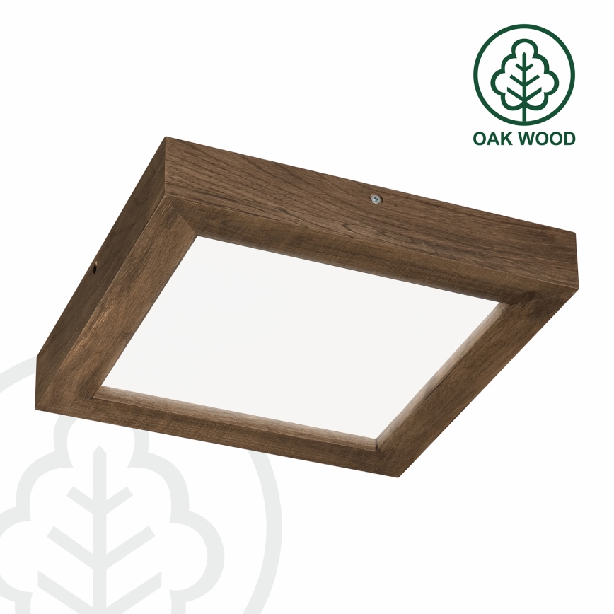 Brilagi - LED pritemdomas lubinis vonios šviestuvas WOODY FRAME LED/24W/230V ąžuolas 30x30 cm 3000-6000K IP44 + nuotolinio valdymo pultas