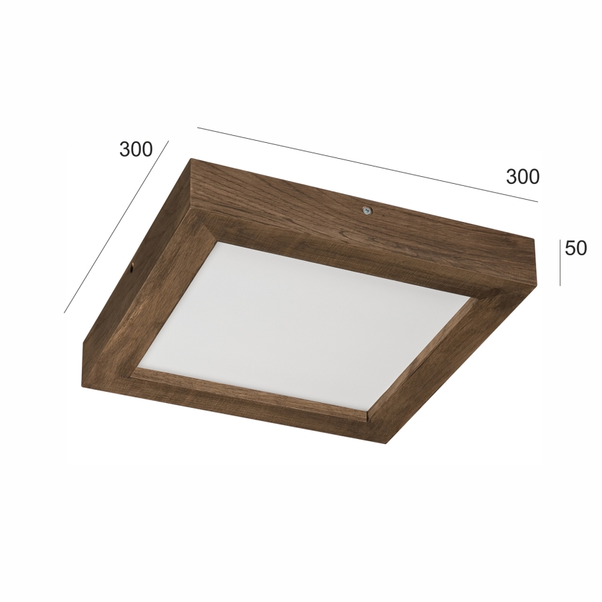 Brilagi - LED pritemdomas lubinis vonios šviestuvas WOODY FRAME LED/24W/230V ąžuolas 30x30 cm 3000-6000K IP44 + nuotolinio valdymo pultas