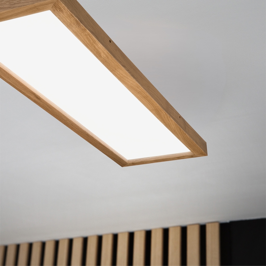 Brilagi - LED pritemdomas lubinis vonios šviestuvas WOODY FRAME LED/50W/230V ąžuolas 120x30 cm 3000-6000K IP44 + nuotolinio valdymo pultas