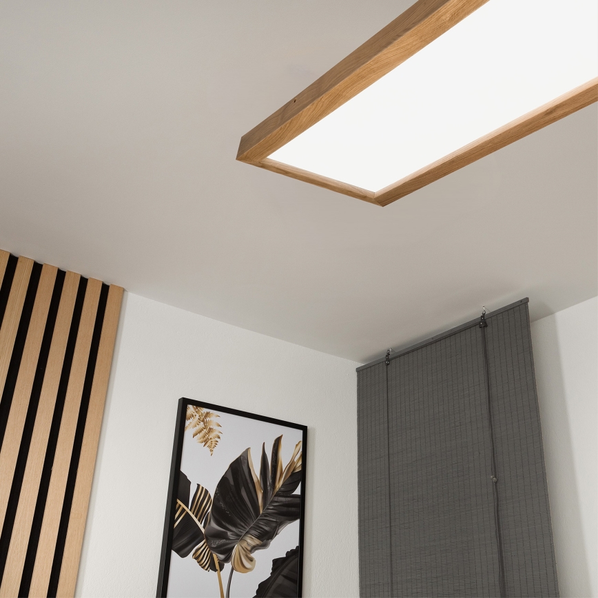 Brilagi - LED pritemdomas lubinis vonios šviestuvas WOODY FRAME LED/50W/230V ąžuolas 120x30 cm 3000-6000K IP44 + nuotolinio valdymo pultas